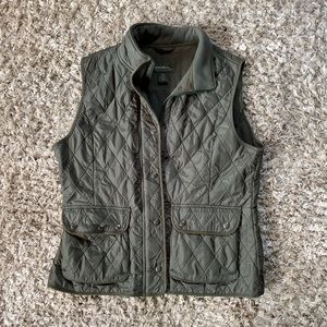 Womens Eddie Bauer Quilted Dark Green Vest Large